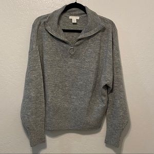 H&M gray knit quarter zip sweater